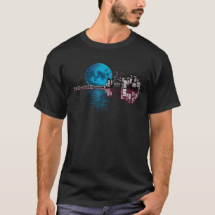 Camiseta Reflexo da Cidade Moderna da Lua da Guitarra Natur