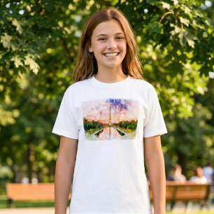 Camiseta Reflexo do Pôr do Sol em Aquarela do Monumento a W