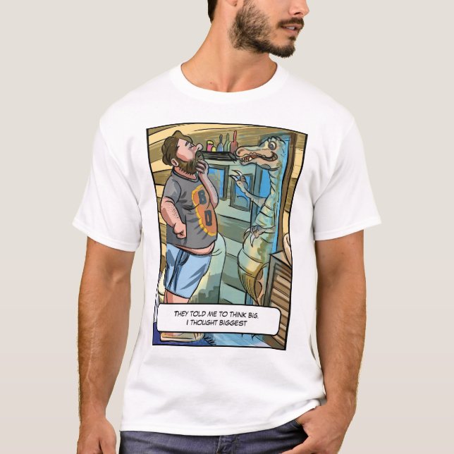 Camiseta Reflexo do T-Rex: Pense Maior que Grande (Frente)