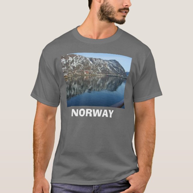 Camiseta Reflexões de Noruega, fiorde (Frente)