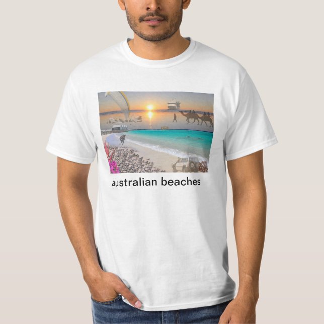 Camiseta REFLEXÕES de praias do australiano da onça (Frente)