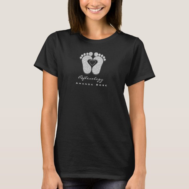 Camiseta Reflexology Massage Feet For SIlver Cinza Black (Frente)