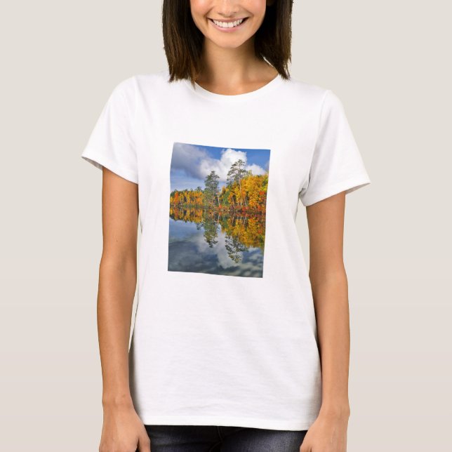 Camiseta Reflexos da lagoa de outono, Maine (Frente)