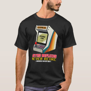 Camiseta Reflexos Retro Nunca se Aposentam Gráfico de Jogad