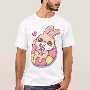 Camiseta Refrigeração De Coelho Bonito Em Víblias De Verão