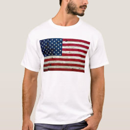 Camiseta Refrigere a madeira afligida da bandeira americana