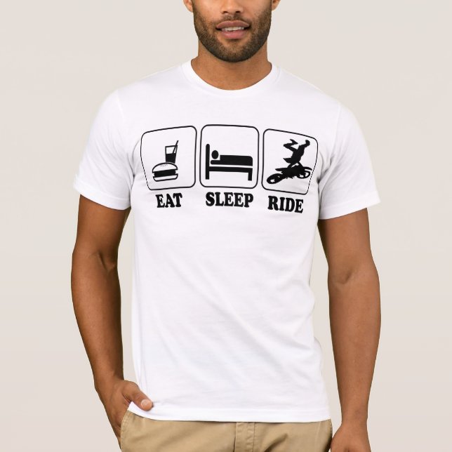 Camiseta Refrigere engraçado comem, dormem, montam a arte (Frente)