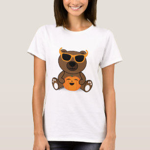 Camiseta Refrigere óculos de sol bonitos e abóbora do urs