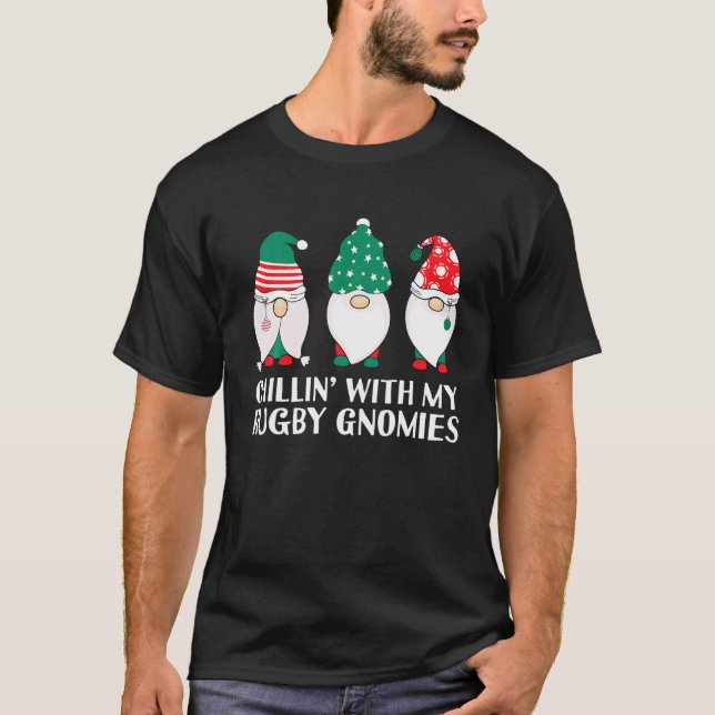 Camiseta Refrigerindo Com Meus Gnomos De Rugby PJ Engraçado (Frente)