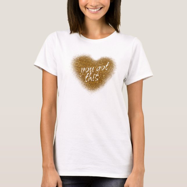 Camiseta Regata de Coração com Brilho Dourado VOCÊ (Frente)