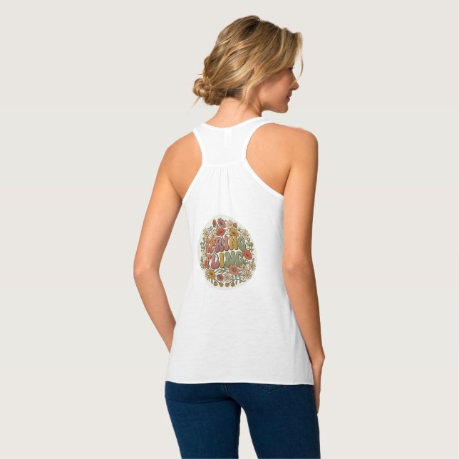 Camiseta Regata Floral Groovy Retro Spring Fling (Parte Traseira Completa)