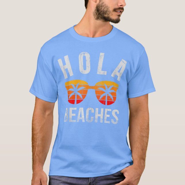 Camiseta Regata Hola Beaches Camisa Divertida de F (Frente)