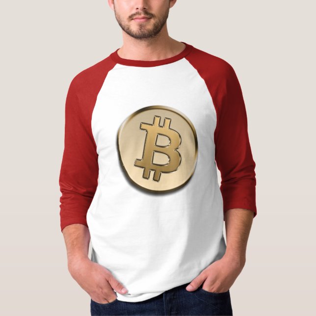 Camiseta Regata Manga Comprida Bitcoin Dourado (Frente)