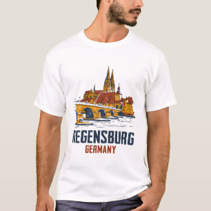 Camiseta Regensburg Alemanha Ponte de Pedra E Catedral Skyl