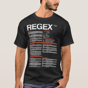 Camiseta Regex Cheatsheet Expressões Regulares 101 Computad
