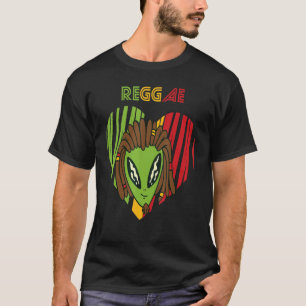 Camiseta Reggae Alienígena cardíaca rasta Jamaica Souvenir 