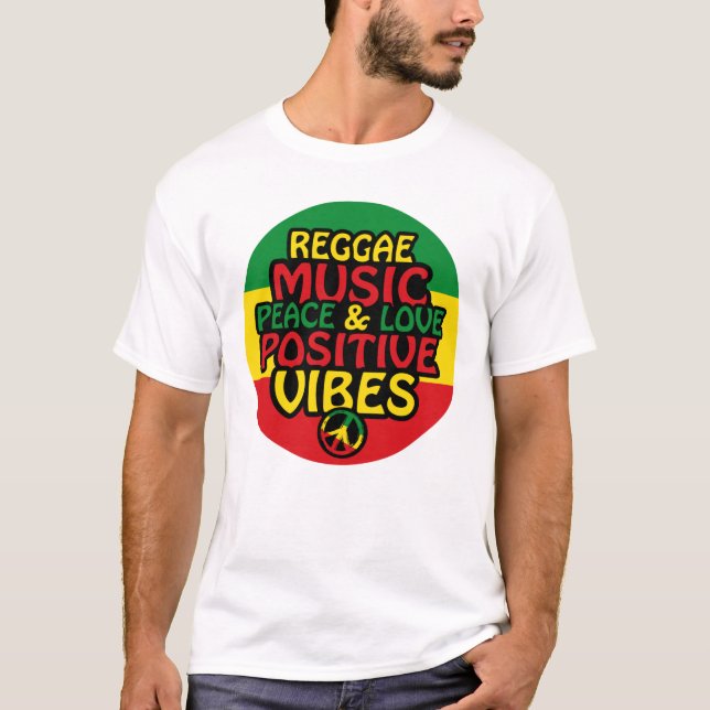 Camiseta Reggae design com aspas positivas e sinalizador re (Frente)