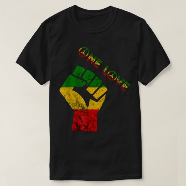 Camiseta Reggae Fist Rasta Reggae Music One Love Jamaica Ra (Frente do Design)