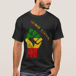 Camiseta Reggae Fist Rasta Reggae Music One Love Jamaica Ra