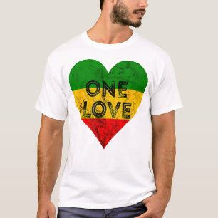 Camiseta Reggae Heart One Love Rasta Reggae Music Rastafari