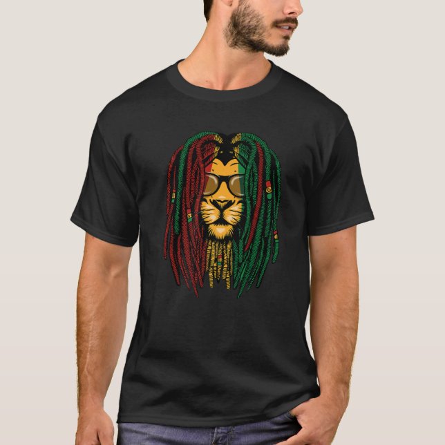 Camiseta Reggae Lion Dreadlocks Wild Cat Rasta Africa Rasta (Frente)