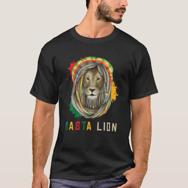 Camiseta Reggae Lion Rastafari Dreadlocks Reggaeton Jamaica (Frente)