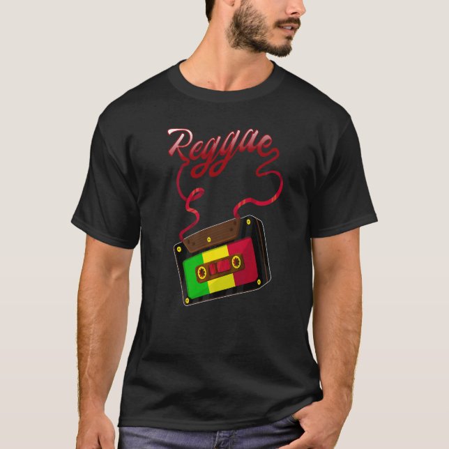 Camiseta Reggae Music Retro Cassette Tape Jamaica Rasta Reg (Frente)