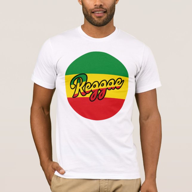 Camiseta Reggae Música com cores de sinalizador reggae (Frente)