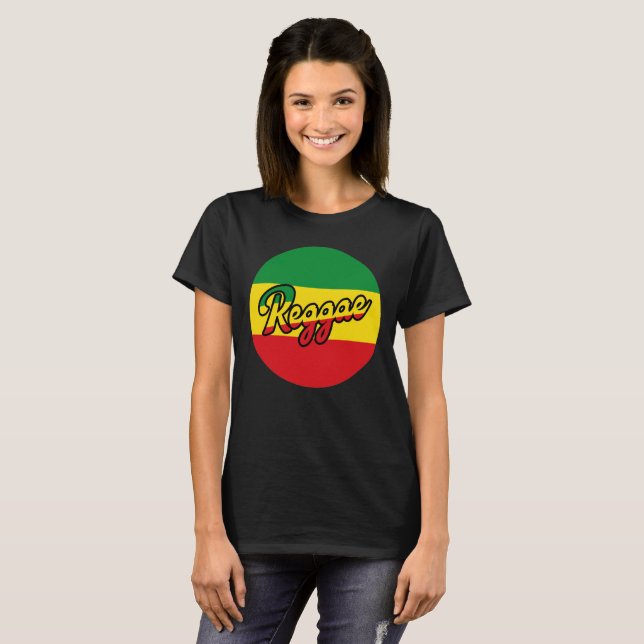 Camiseta Reggae Música com cores de sinalizador reggae (Frente Completa)