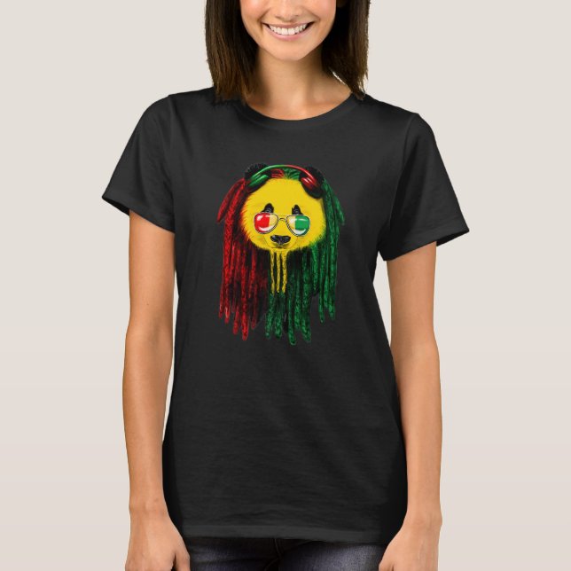 Camiseta Reggae Panda Dreadlocks Dreads Rasta Rastafar (Frente)