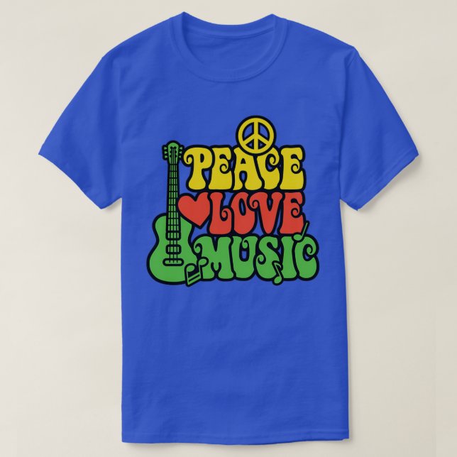 Camiseta Reggae Peace Love Music (Frente do Design)
