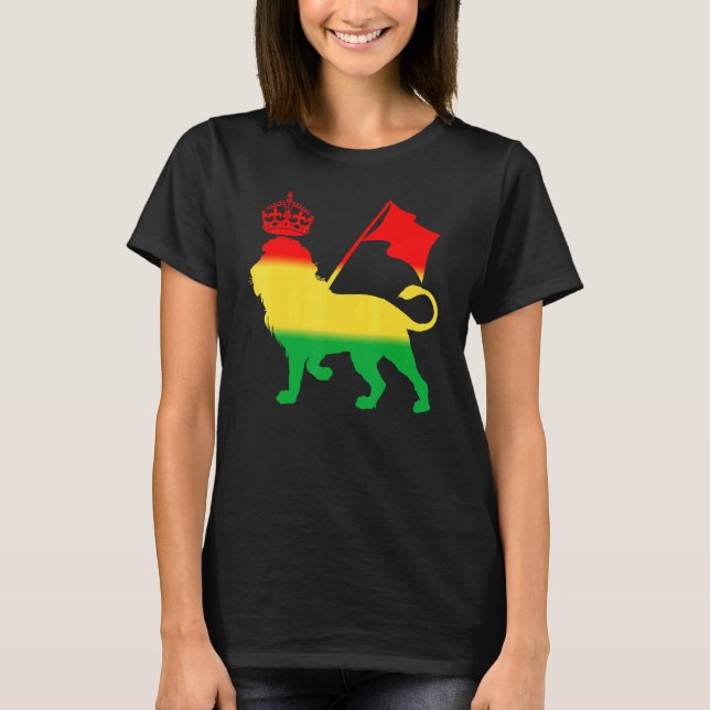 Camiseta Reggae Rasta Lion Rastafarian Jamaican Music (Frente)