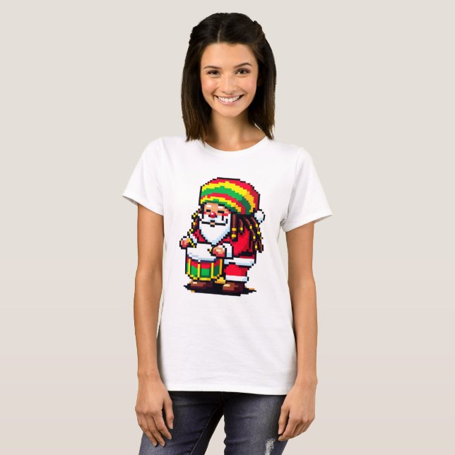 Camiseta Reggae Rhythms com Papais noeis - Beat de Natal (Frente Completa)