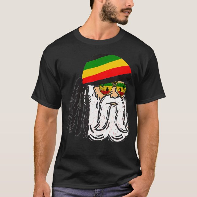 Camiseta Reggae Xmas Papais noeis Rasta Christmas Rasta Ras (Frente)
