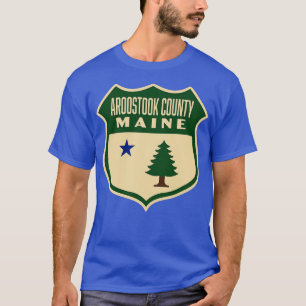 Camiseta Região de Aroostook Maine Retro Pine Shield Gree