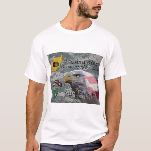 Camiseta Regimento de 75° Ranger de Combate Afegão Veterano (Frente)