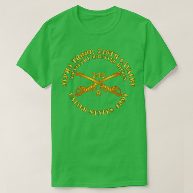 Camiseta Regimento de Cavalaria do Alpha Troop 240th Mounte (Frente do Design)