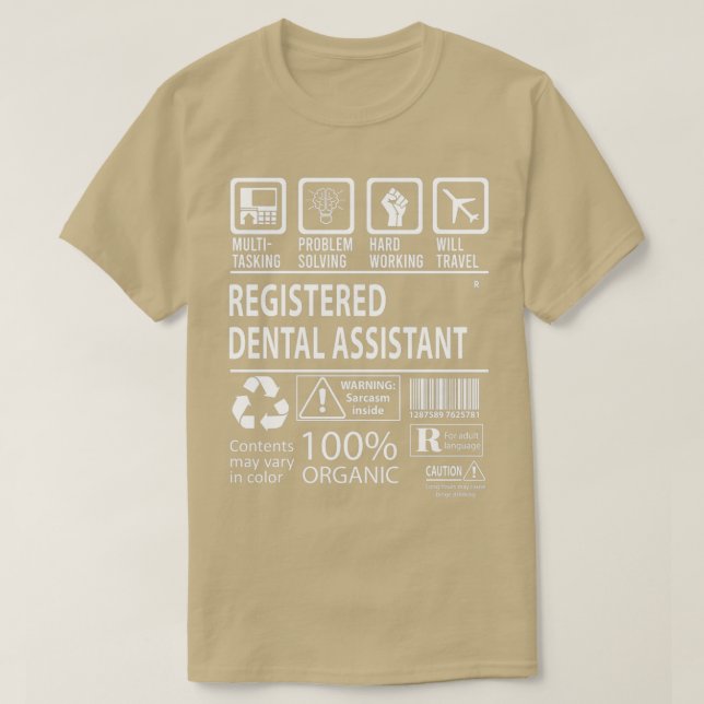 Camiseta Registered Dental Assistant MultiTasking Certified (Frente do Design)