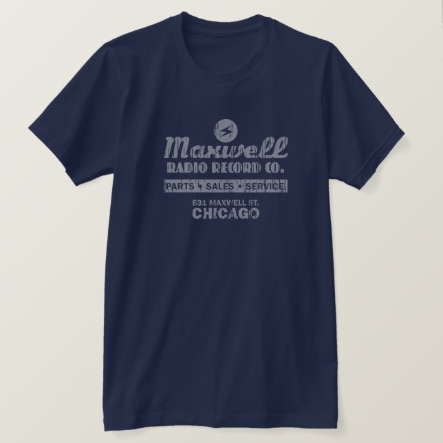 Camiseta Registro Co. Chicago do rádio de Maxwell (Frente do Design)