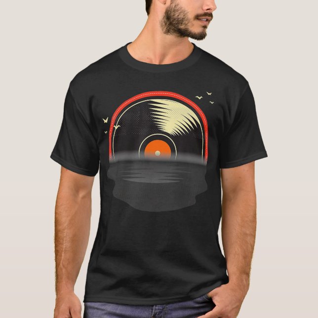 Camiseta Registro de vinilo - Sunset Retro DJ Audiophile LP (Frente)