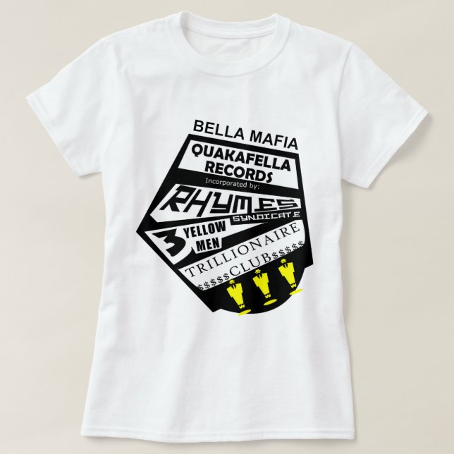 Camiseta Registros de Quackafella da máfia de Bella (Frente do Design)
