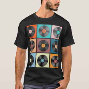 Camiseta Registros de vinilo: conjunto retrô LP.