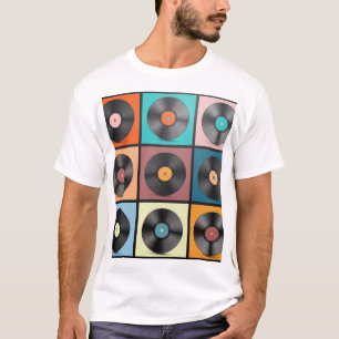 Camiseta Registros de vinilo: conjunto retrô LP.