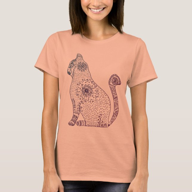 Camiseta Reglan Manga 3/4 Mandala Cat (Frente)