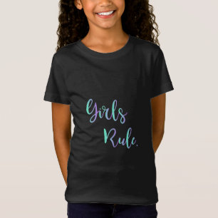 Camiseta Regra das meninas - texto roxo verde, preto legal