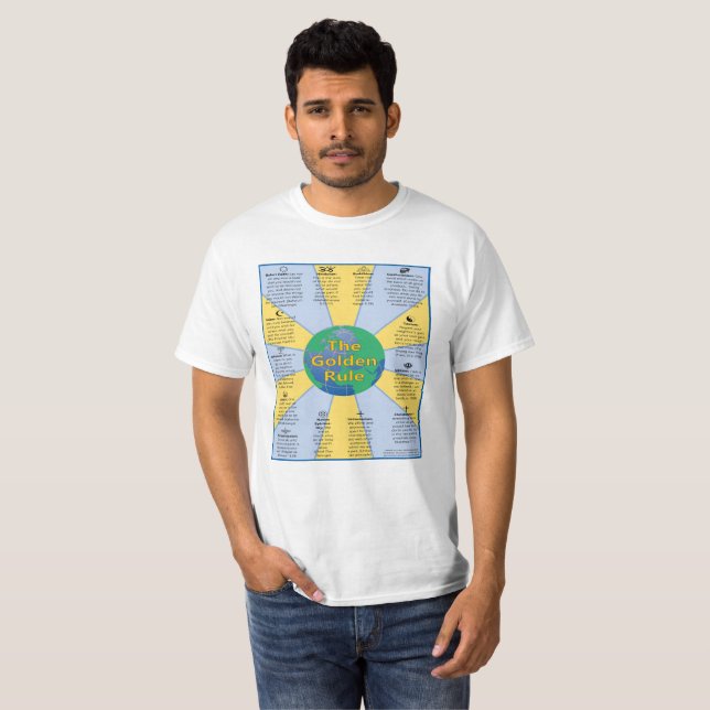 Camiseta Regra de ouro em religiões do mundo (Frente Completa)