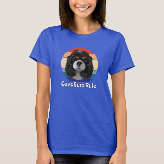Camiseta Regra de Retro Tri Cavalier King Charles Spaniels (Frente)