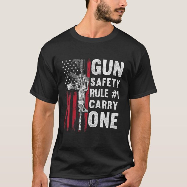Camiseta Regra de Segurança das Armas 1 Emenda Pro segundo  (Frente)