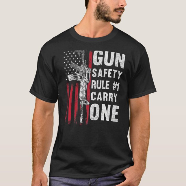 Camiseta Regra de Segurança das Armas 1 Emenda Pro segundo  (Frente)