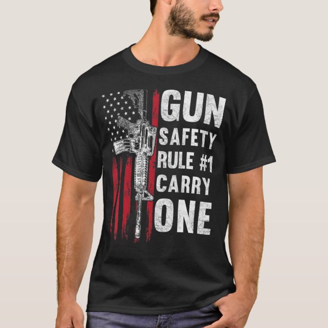Camiseta Regra de Segurança das Armas 1 Emenda Pro segundo  (Frente)
